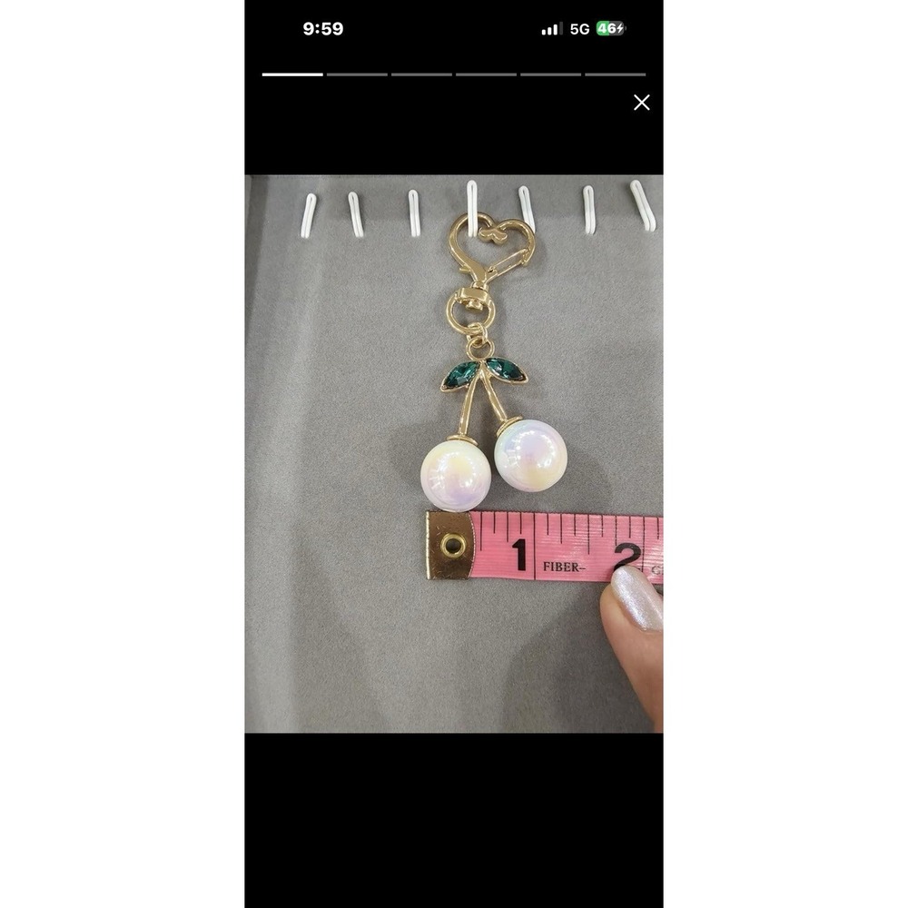 Trendy Pink Cherry Pendant Keychain for Women Bag Decor Multifunctional - Picture 2 of 2